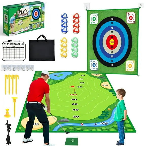 HOMEYA Golf Chipping Game Set, Golf Practice Mat with Balls, Scoreboard, Golf Club, Storage Bag, Perfect for Family Fun, Backyard Outdoor & Indoor