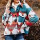 thumbnail image 1 of Pntutb Chaqueta suelta de manga larga de lana con estampado vintage y bolsillo con botones para mujer Liquidación Pntutb Pntutb-1457, 1 of 6