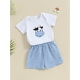 thumbnail image 4 of xiaxaixu Baby 3Pcs Spring Outfits Short Sleeve Romper + Plaid Shorts + Headband Set Infant Clothes, 4 of 8