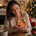 thumbnail image 7 of Light‑Up Resin Christmas Village House Figurine, LED Illuminated Winter Cottage Statue For Christmas Tabletop Home Decor, 7 of 7