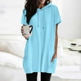 thumbnail image 2 of XIAOCHA Womens T Shirts Solid Color Short Sleeve Drawstring Hooded Tunic Tees Side Pockets Oversized Pullover Hoodie Tops T Shirt, 2 of 7