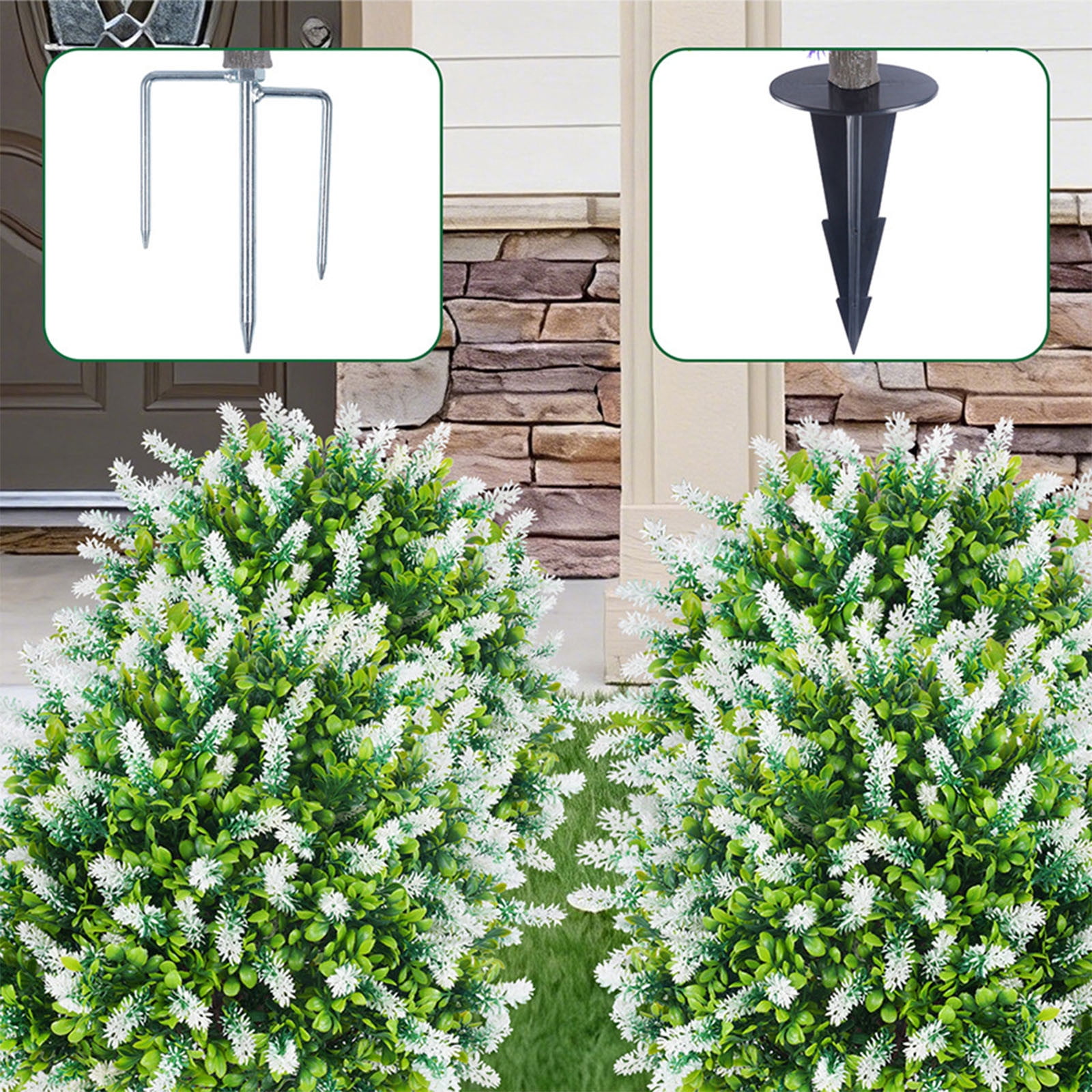 Deeceymbur Spring Purple White Artificial Flowers Ground Insert for Holiday Decor Indoor Outdoor Faux Green Plants Silk Cloth All Weather Decoration
