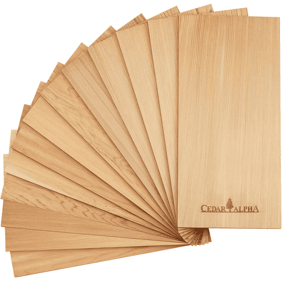 Cedar Alpha Cedar Planks for Grilling Salmon, 12 PK BBQ Cedar Planks (11''x5.75') Fire Starter Fiber