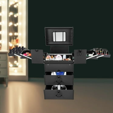 Professional Rolling Makeup Train Case Hairdressers Salon Cosmetic Trolley Organizer Box
