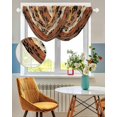 thumbnail image 3 of Burnt Orange Dog Paws Waterfall Valances for Windows, Farmhouse Vintage Modern Brown Wood Sheer Valance Curtains, Rod Pocket Elegant Swag Valances for Living Room Bedroom, 47.2"x38.5", 1 Panel, 3 of 8