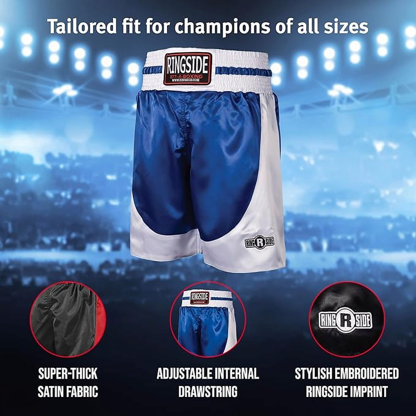 Ringside Pro‐Style Boxing Trunks Red/Blue / 34-l - View #9