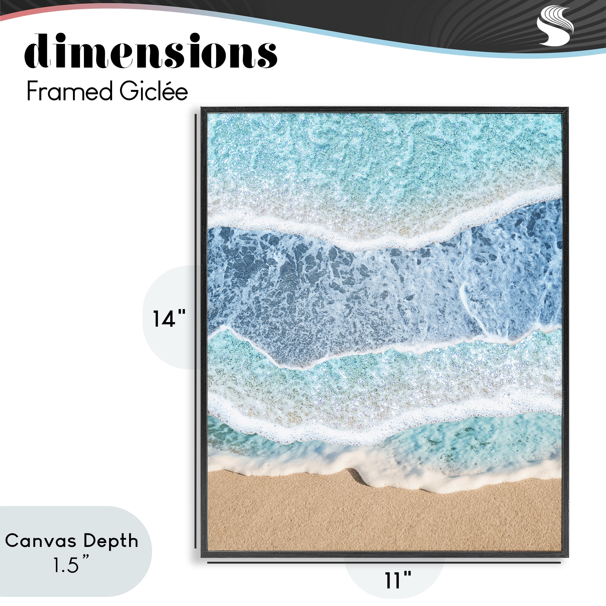 Stupell Industries Overlapping Shore Waves Black Framed Giclee Art, design by Jesse Keith