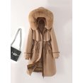 thumbnail image 5 of Three Wears-Parka de piel de longitud media para mujer, forro interior desmontable, Abrigo acolchado de algodón, ropa de abrigo de talla grande 3XL, 5 of 5
