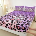 thumbnail image 3 of Manfei Leopard Cheetah Print 4-Piece Full Size Sheets for Teens Girls Boys,Bling Purple Glitter Bed Sheets,Gradient Pink Purple Lightweight Sheet Sets,Ultra Soft Home Decor, 3 of 7