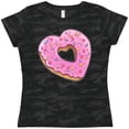 thumbnail image 3 of Inktastic Heart Shaped Donut with Pink Icing and Sprinkles Women's T-Shirt, 3 of 5