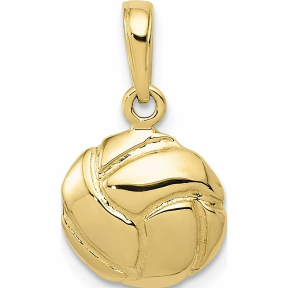 10K Yellow Gold Solid Satin Diamond -Cut Volleyball Charm (10 X 11) Made In United States 10k4949