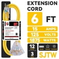 thumbnail image 2 of Cable de extensión EP de 6 pies, calibre 12, resistente, 15 A, 125 V, 1875 W, 2 of 7