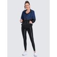 thumbnail image 4 of Women Faux Leather Leggings Leopard Print Shine Tummy Control Athletic Yoga Pants, 4 of 7