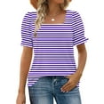 thumbnail image 2 of Htigea Tops for Women Summer Casual Ruffle Sleeve Square Neck T Shirts Purple,L, 2 of 7