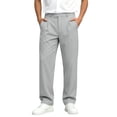 thumbnail image 5 of Men's Pleated Dress Pants Straight Leg Slacks Business Casual Trousers Old Money Style with Belt Loops Slant Pockets for Office Work, Gray, M, 5 of 8