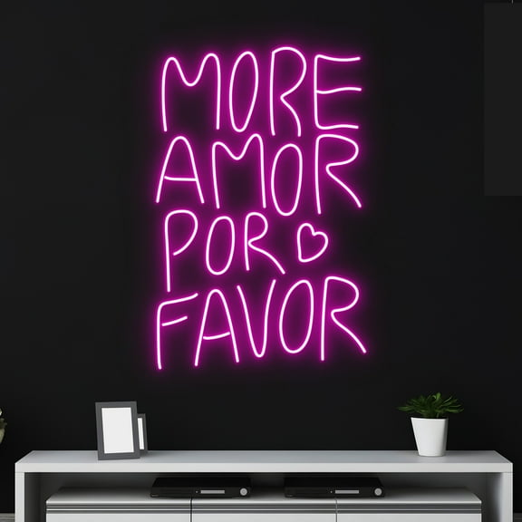 Handmadetneonsign Custom More Amor Por Favor Neon Sign, Custom Name LED Light, More Love Please