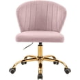thumbnail image 4 of Meridian Furniture Finley Chaise de Bureau Pivotante Réglable en Velours Rose et Or, 4 of 6