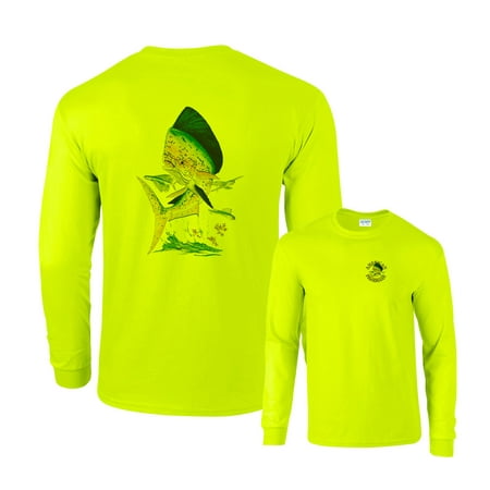 Bull Dolphin Fishing Caryphaena Hippurus Forest Sergeant Fish Long Sleeve T-Shirt