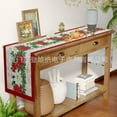 thumbnail image 3 of New Red Poinsettia Christmas Table Flag Snowflake Decorative Vintage Linen Tablecloth Tablecloth, 3 of 7