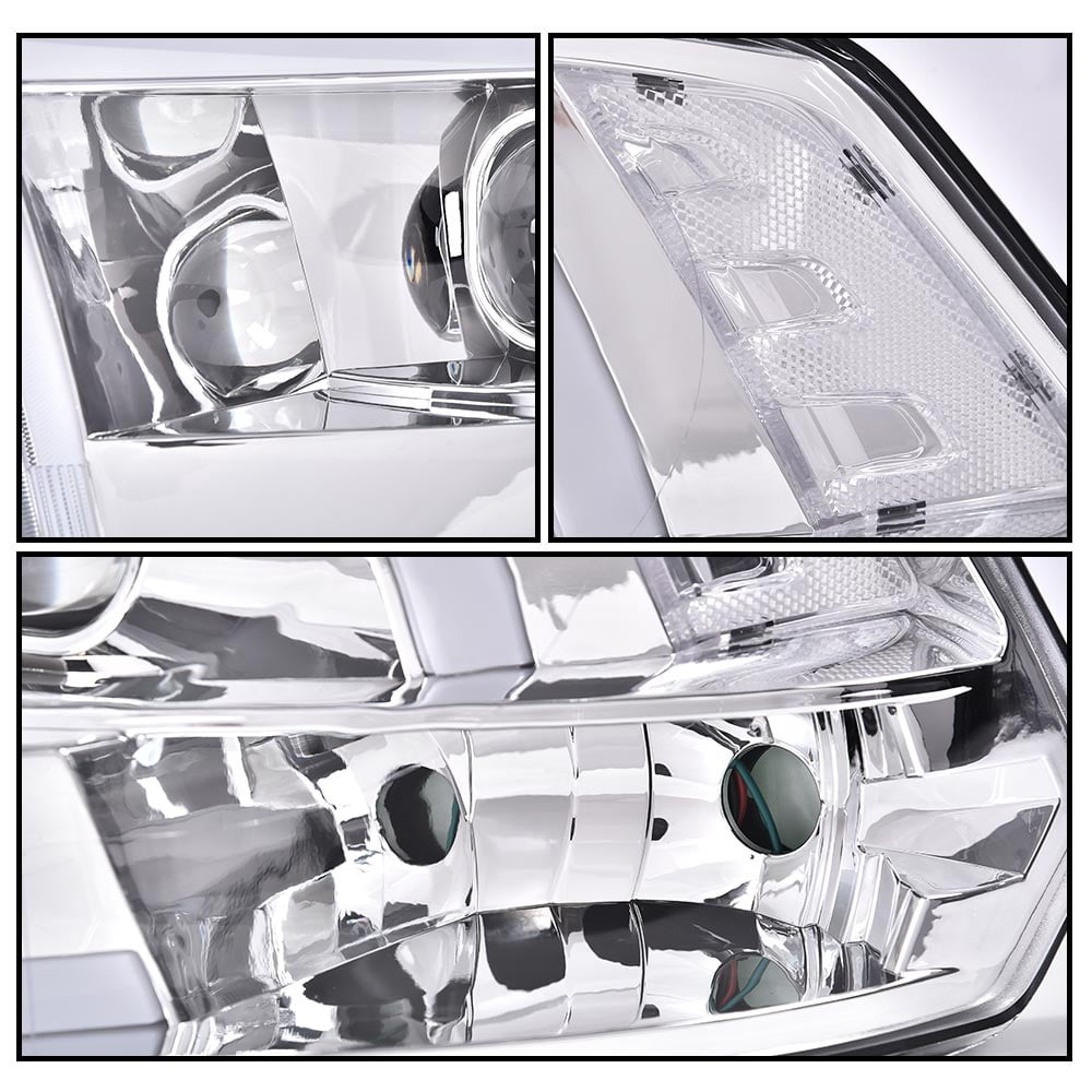 PIT66 LED Headlight Fit for 2009-2018 Dodge Ram 1500 Clear Lens Chrome Housing Clear Reflector