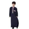 thumbnail image 6 of ANINEO Boy's Arab Solid Color Thobe Long Sleeve Kaftan Embroidered Robe Arabic Abaya Thobe, 6 of 7