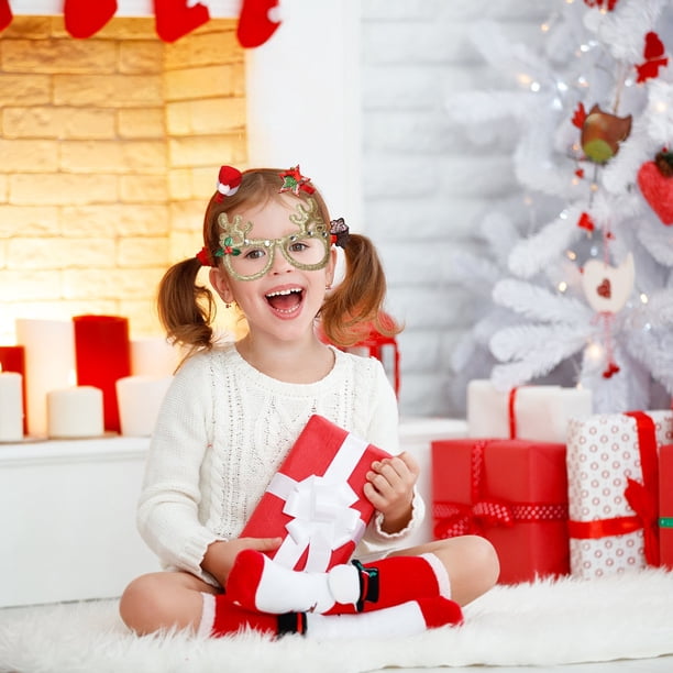 Ganfancp Christmas Holiday Cute Hairpin Glasses Set Girls Kids Hairpin Eyeglasses Frames Set School Party Costume Accessories For School Party Ofertas Del Día Liquidación 1*Montura de Gafas, 3*Horqui