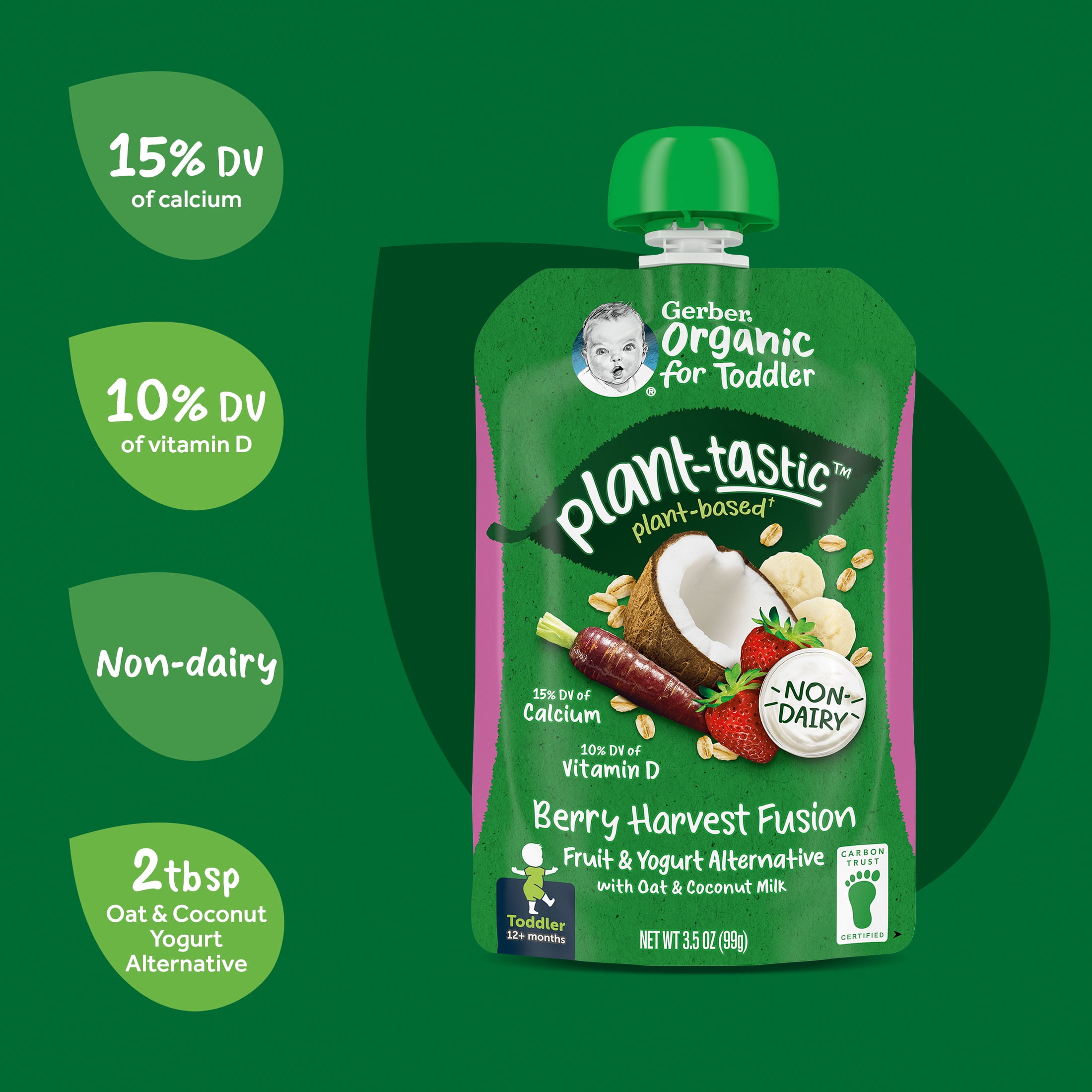 Gerber Toddler Baby Food, Berry Harvest Fusion Puree, Non-Dairy , 3.5 oz 3.5 oz