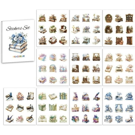 Scrapbook Sticker Book Pack for Junk Journaling Supplies Planner 10 Sheet European Style Study Pre-Cut Aesthetic Stickers Set Gift for DIY Crafts Arts Decor Laptop Kids Women Adult Multi-color