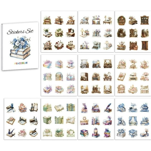 Scrapbook Sticker Book Pack for Junk Journaling Supplies Planner 10 Sheet European Style Study Pre-Cut Aesthetic Stickers Set Gift for DIY Crafts Arts Decor Laptop Women Adult