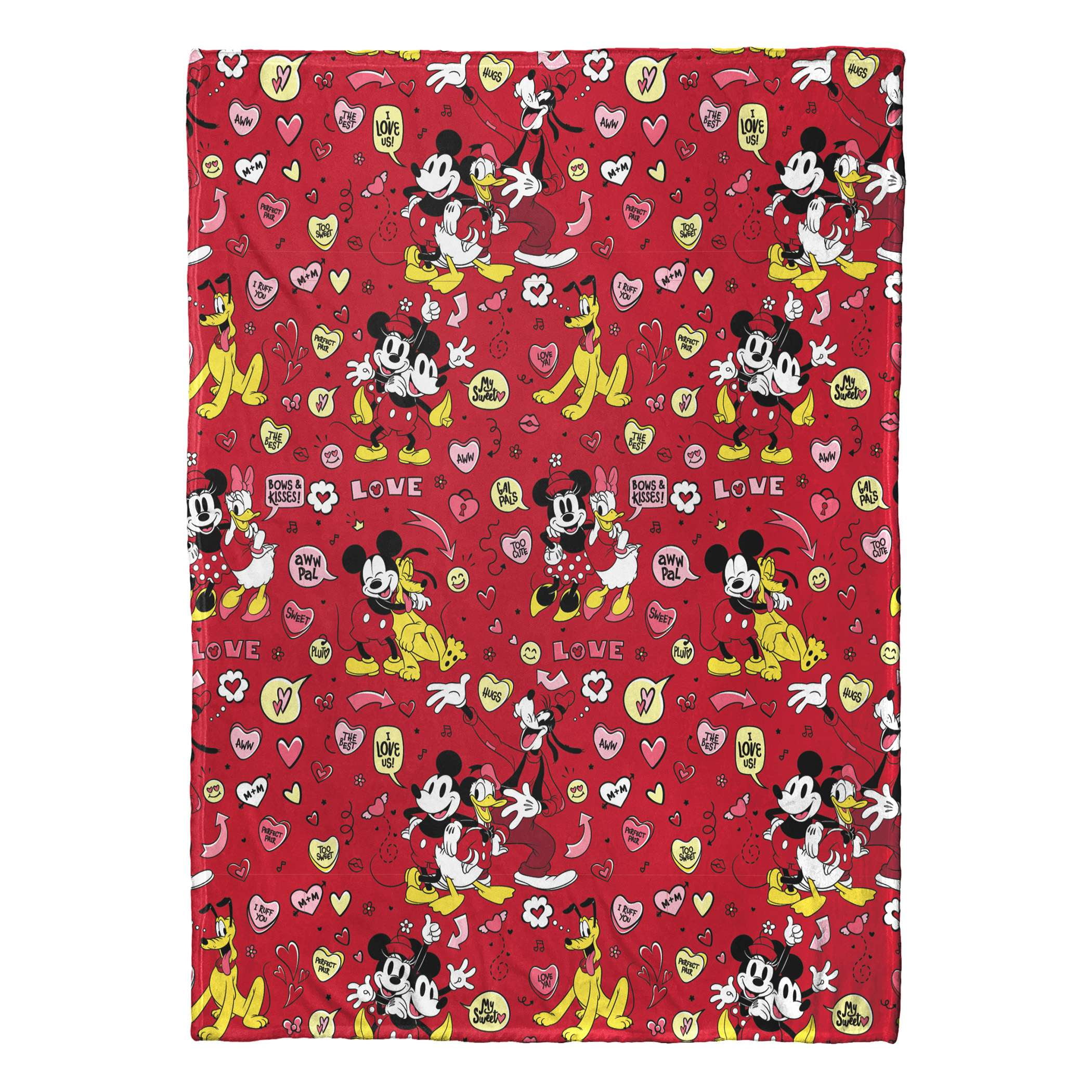 Mickey Mouse Disney I Love Us Silk Touch Throw Blanket 50x70 Inches