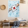 thumbnail image 2 of Cartoon Tapestry, Flying Letter with Heart Seal Love Background in Blue Shades, Wall Hanging for Bedroom Living Room Dorm Decor, 40W X 60L Inches, Pale Blue Vermilion White Beige, by Ambesonne, 2 of 5