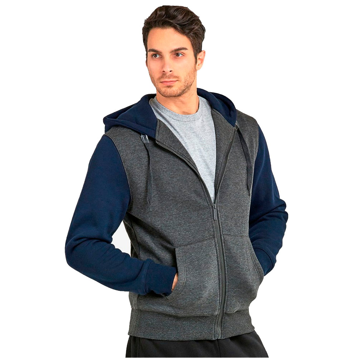 Men'S Two-Tone Zipper Hoodie - Walmart.com
