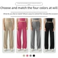 thumbnail image 2 of Pantalones deportivos de cintura alta con cordón y color piel para mujer, pantalones holgados de pierna ancha de color liso para fitness, pantalones ajustados para correr y adelgazar para yoga, 2 of 5