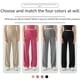 thumbnail image 4 of Pantalones deportivos de cintura alta con cordón y color piel para mujer, pantalones holgados de pierna ancha de color liso para fitness, pantalones ajustados para correr y adelgazar para yoga, 4 of 5