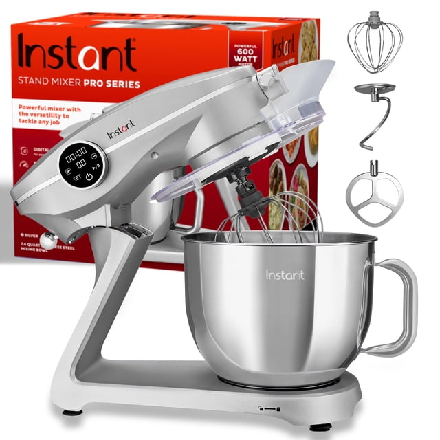 Batidora de pie Instant Pot Pro de 7,4 cuartos de galón, 600 W, 10 velocidades, color plateado