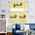 thumbnail image 2 of Welcome Sunflower Kitchen Curtains Valances and Tiers Set of 3 Yellow White Plaid Summer Style Tier Curtains and Valance with Rod Pocket for Small Windows, 27.5"x36", 2 of 9