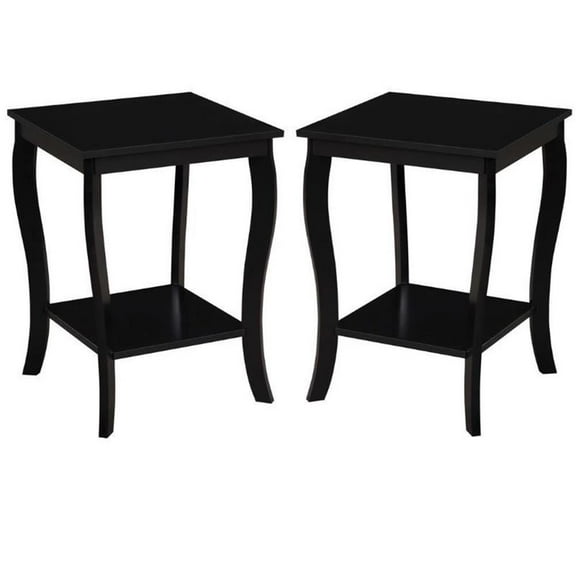 Home Square Furniture Square End Table in Black Wood Finish - Set of 2