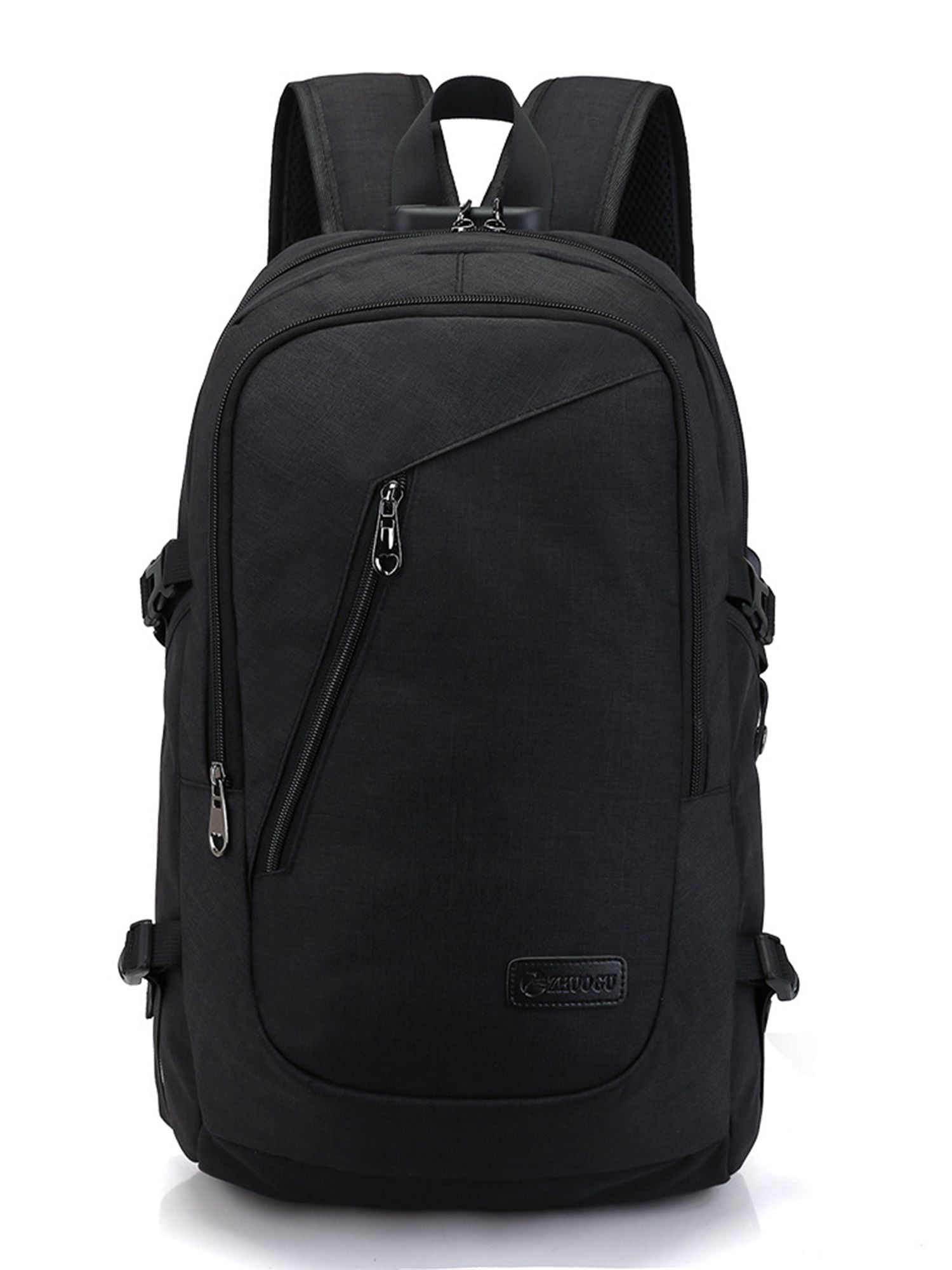 Gustave 15.6 Inch Anti Theft Laptop Backpack Large Capacity Waterproof Travel Daypack Business Computer Bag for Women Men with USB Charging Port "Black"