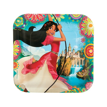 Disney Elena Square Dinner Plates (8pc) for Birthday - Party Supplies - Licensed Tableware - Licensed Plates & Bowls - Birthday - 8 Pieces