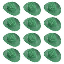 Uxcell Mini Cowboy Hats, 12 Pcs Miniature Western Cowboy Hat for Crafts, Party Decoration, Glitter Dot Style, Green