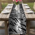 thumbnail image 6 of Farm Leopard Texture Table Runner 36 Inches Long,Kitchen Dining Tablerunners Abstract Animal Skin Black Stripe Linen Table Runners Dresser Scarves for Home Dinner Wedding Holiday Party Decor, 6 of 9