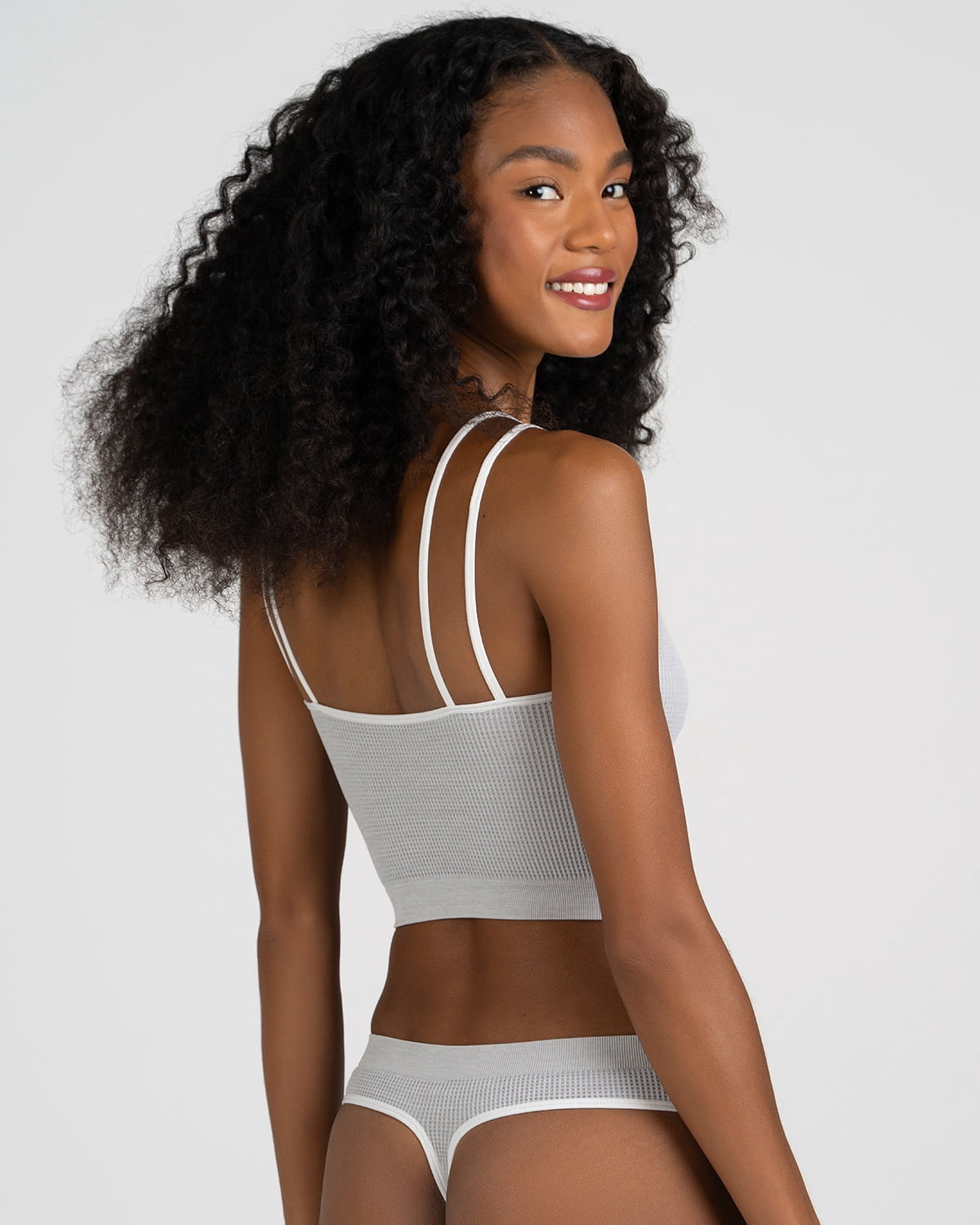 No Boundaries Seamless Cami Bra and Thong Panties Set, 2 Piece, Women's XS-XXXL