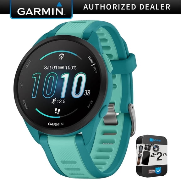 Garmin 010-02863-32 Forerunner 165 Music Smart Sport Watch, Turquoise   Aqua Bundle with 2 YR CPS Enhanced Protection Pack| Official Garmin USA Dealer