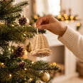 thumbnail image 6 of Cadancy Christmas Ornaments Woven Rattan Bell Hanging Decoration for Tree Fireplace Mantle Wreath Holiday Party Seasonal Rustic Home Indoor Vintage Farmhouse Decor, 6 of 9