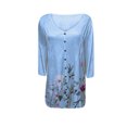 thumbnail image 4 of Blusa de mujer con estampado de manga larga con botones y cuello redondo, parte superior suelta informal Fridja  hj4471, 4 of 5