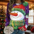 thumbnail image 2 of asdoklhq Christmas Ugly Christmas Sweater Women Christmas Fashion Casual Printed Round Neck Loose Long Sleeve Capless Sweatshirt Top Purple S, 2 of 4