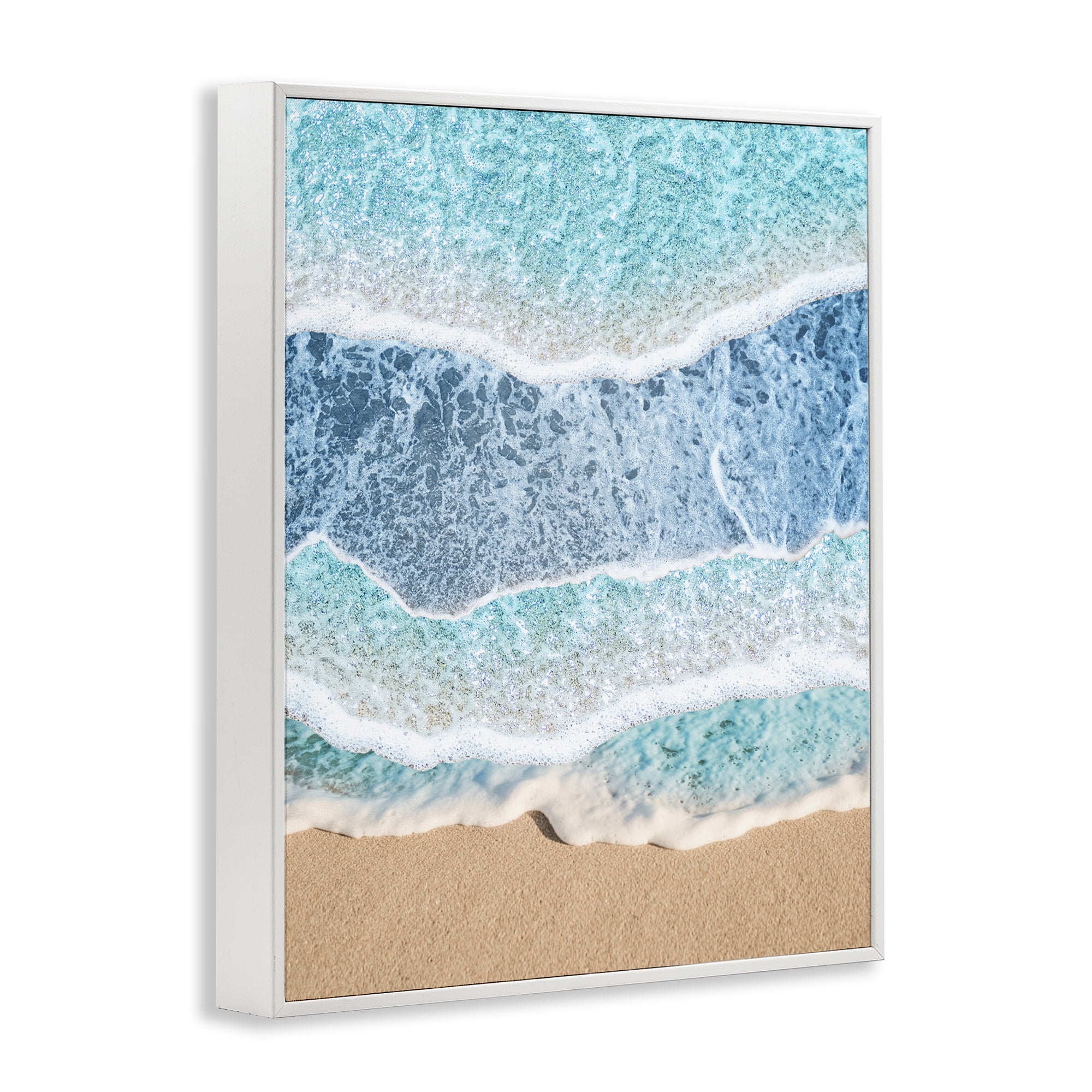 Stupell Industries Overlapping Shore Waves White Framed Giclee Art, design by Jesse Keith
