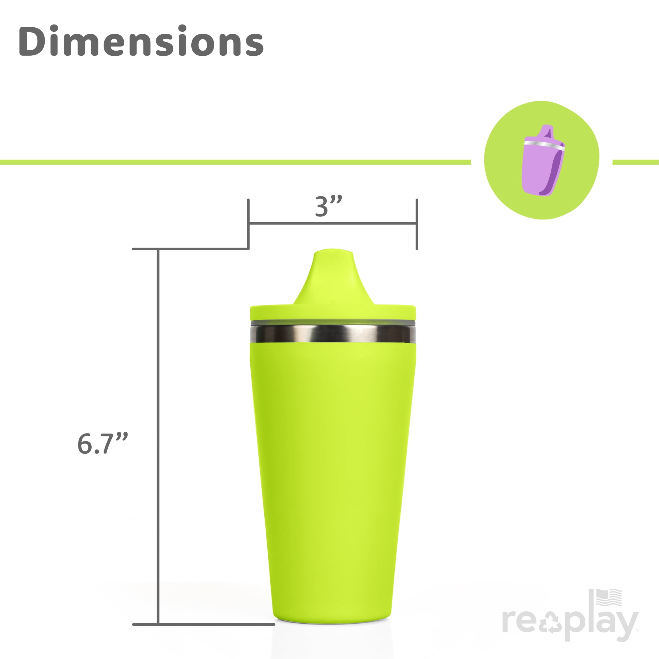 Re-Play 10 oz Insulated Stainless Steel Sippy Cups 2-Pack - No-Spill Toddler Cups, Lime Green/Sky Blue