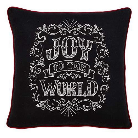 Fennco Styles Tableau Noir Collection Farmhouse Typography Stitched Pillow and Case – Black Deorcative Pillow and Case for Couch, Living Room and Holiday Décor