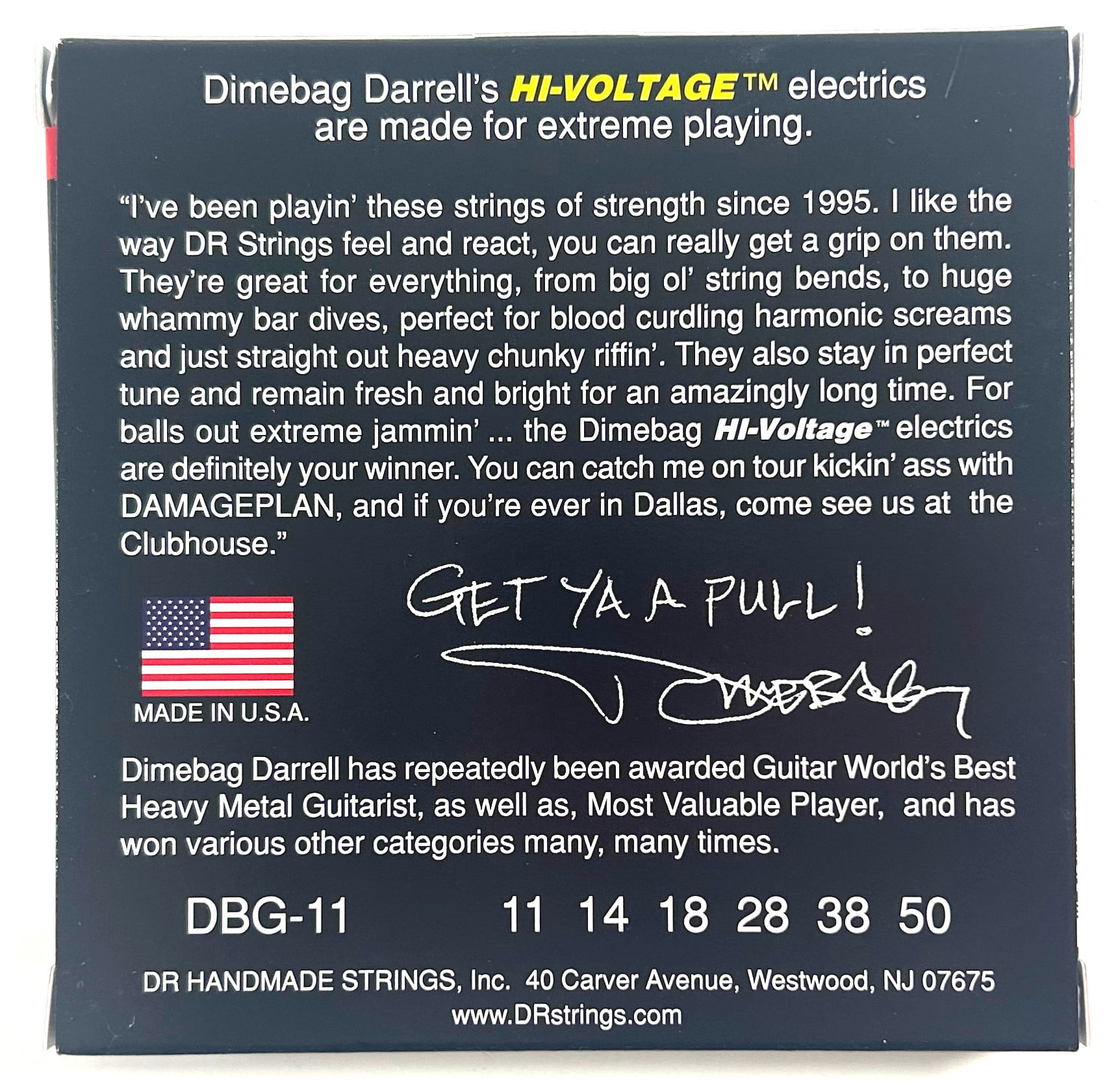 DR Guitar Strings Electric 2 Sets Dimebag Darrell Hi-Voltage 11-50